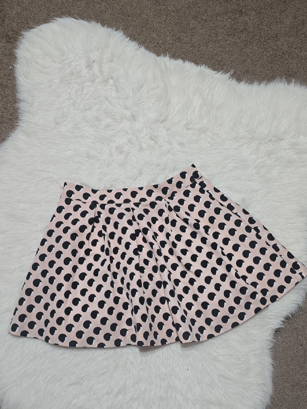 Forever 21 Pink Skater Skirt with Black Polka Dots